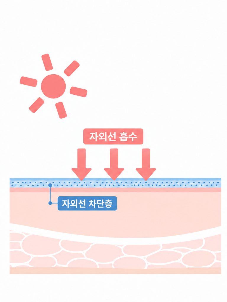 유기자차 자외선 흡수 도식